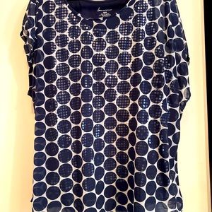 Lane Bryant Navy Blue Polk Dot blouse